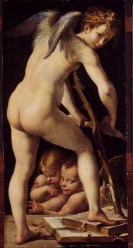Cupid Carving a Bow a Parmigianino