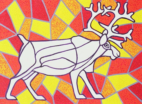 Reindeer on Stained Glass  a Pat  Scott
