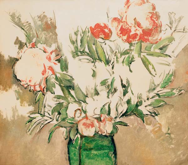 Peonie in un vaso verde a Paul Cézanne