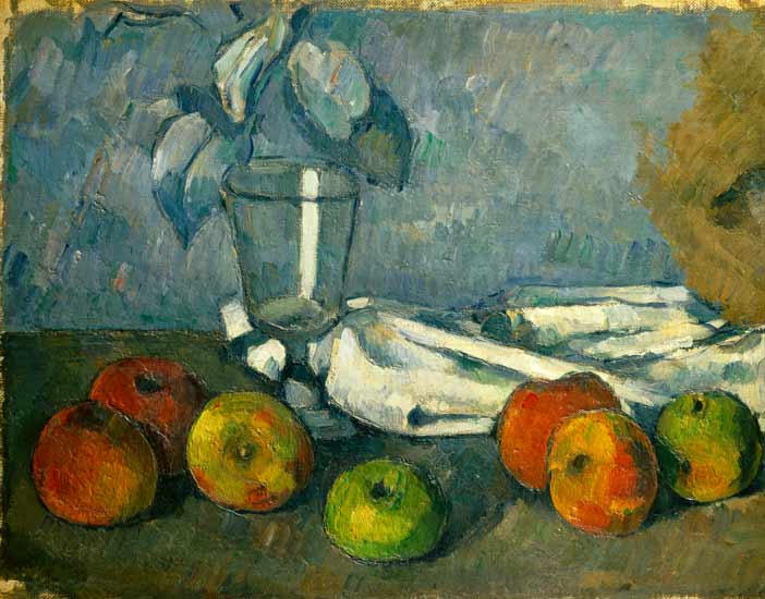 Glass and apples a Paul Cézanne