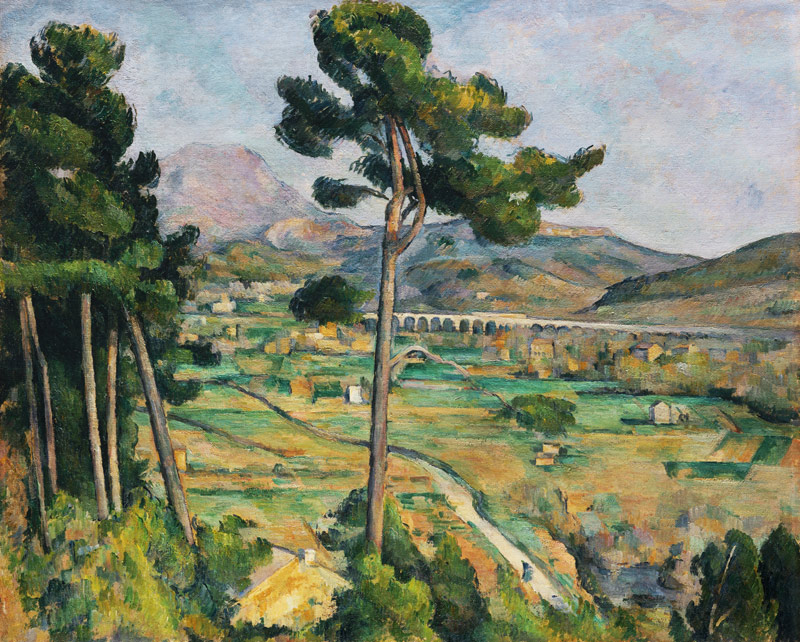 Landscape with viaduct, Mont Sainte Victoire a Paul Cézanne