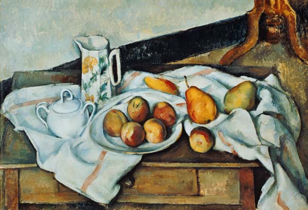Still life with sugar bowl a Paul Cézanne