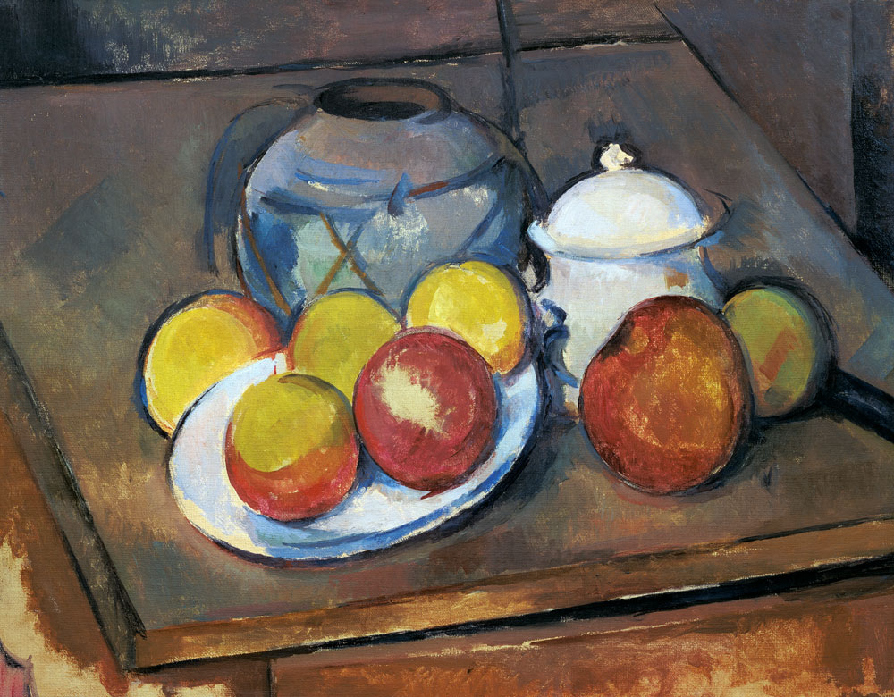 Vase, Sugar Bowl and Apples a Paul Cézanne
