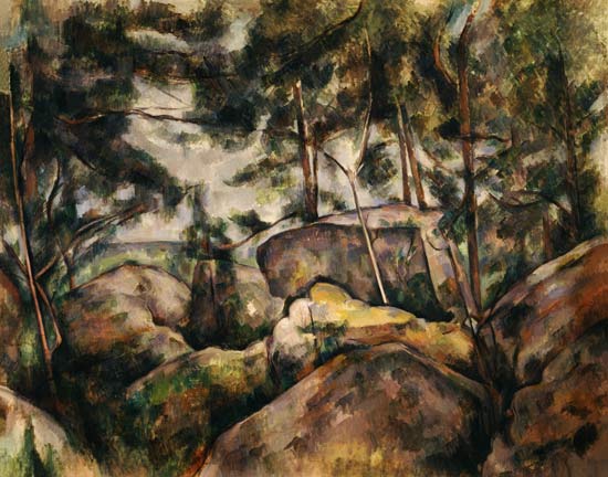 Rock in the woods a Paul Cézanne
