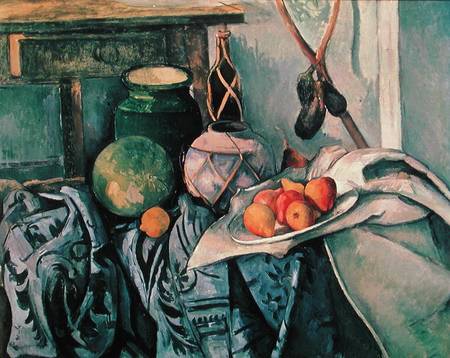 Still Life with Pitcher and Aubergines a Paul Cézanne