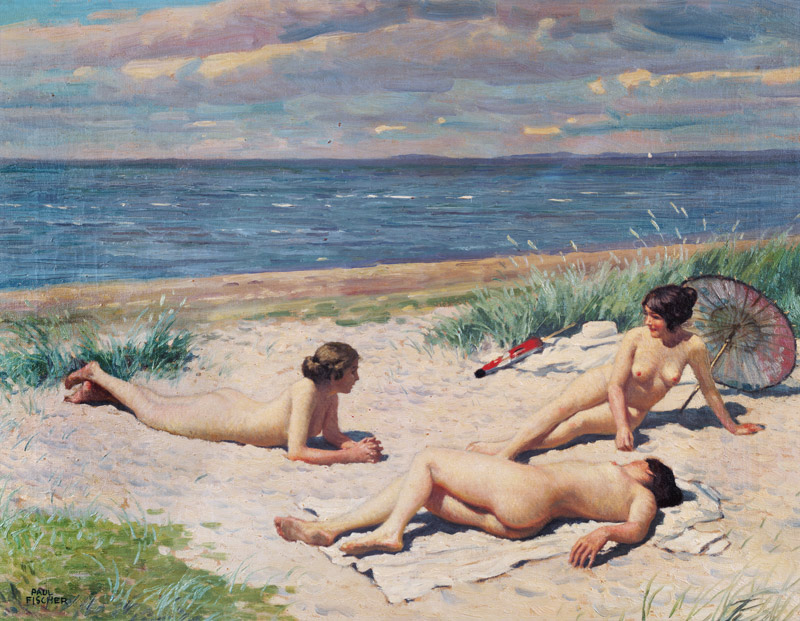 Nude bathers on the beach a Paul Fischer