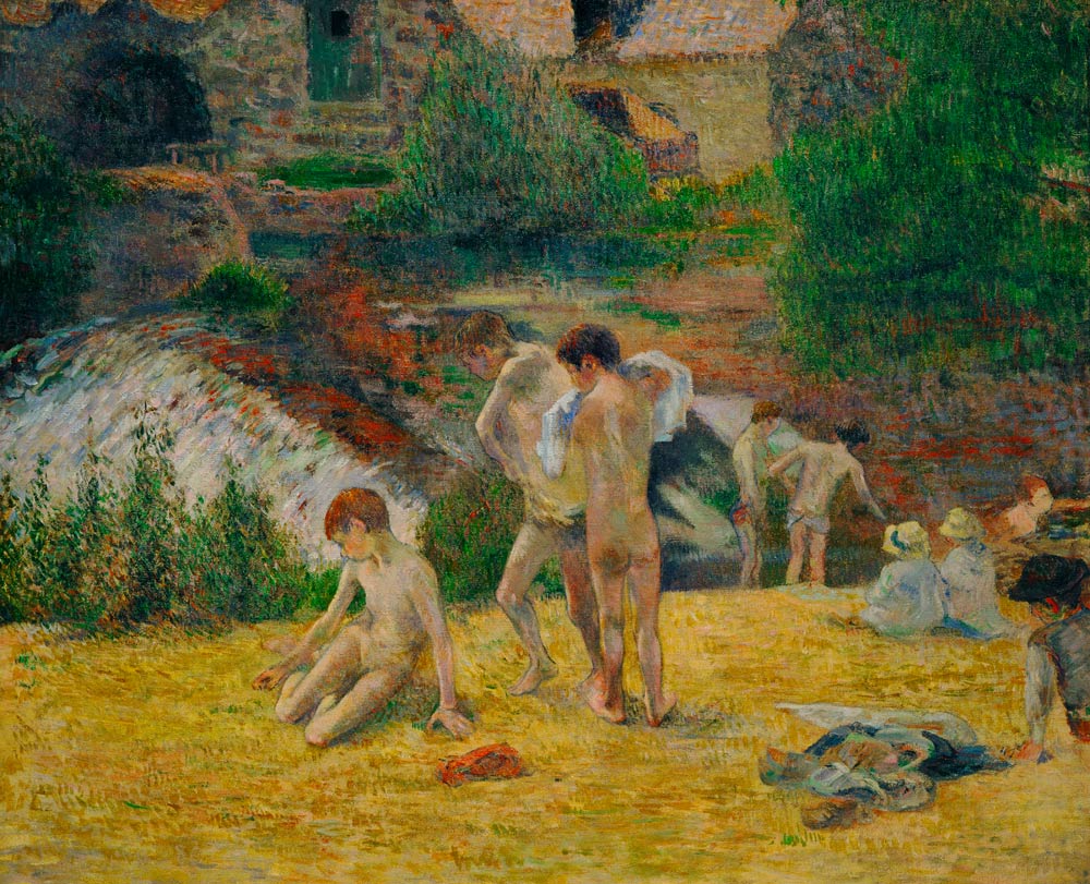 Bad neben der Mühle (Junge Bretonen nehmen ein Bad) a Paul Gauguin