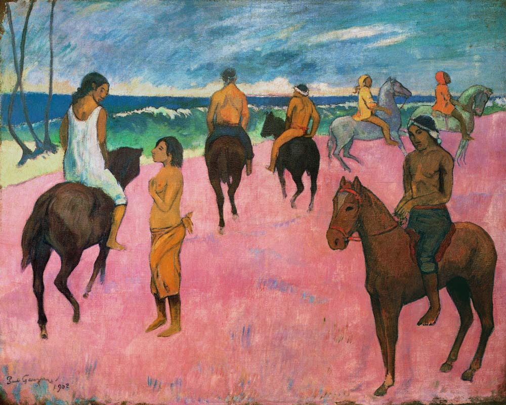 Cavaliere sulla spiaggia a Paul Gauguin