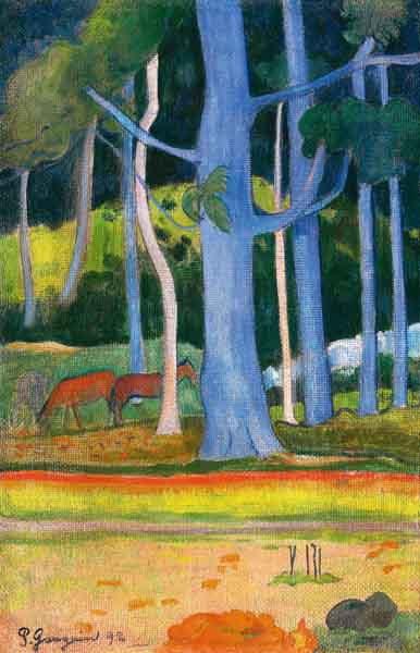 Paesaggio con alberi blu a Paul Gauguin