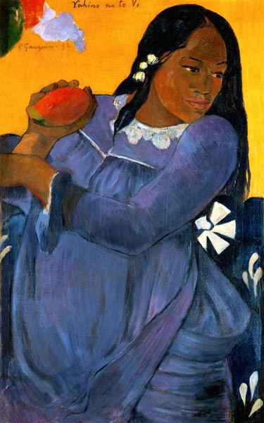 VAHINE NO TE VI (Frau in blauem Kleid mit Mangofrucht) a Paul Gauguin