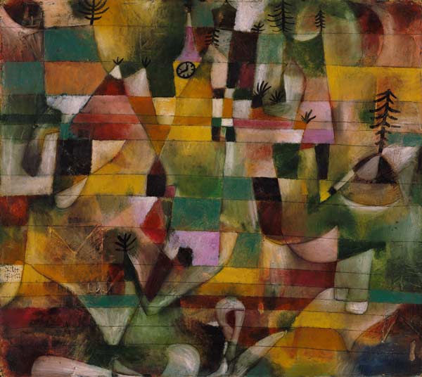 Landscape with a yellow church steeple. a Paul Klee