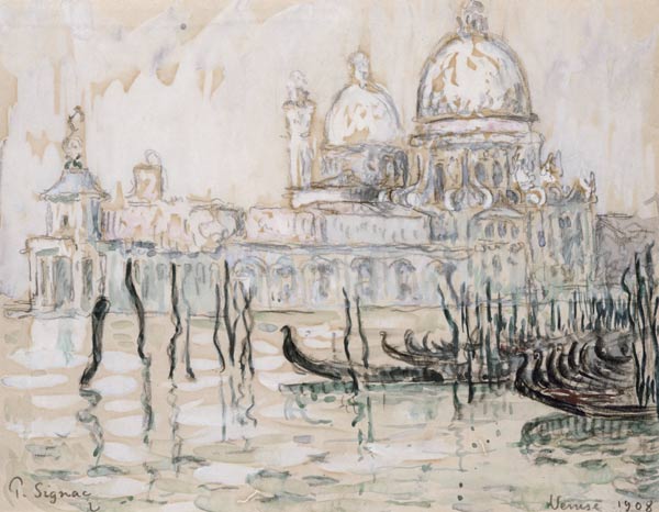 Venice or, The Gondolas, 1908 (black chalk and w/c on paper) a Paul Signac