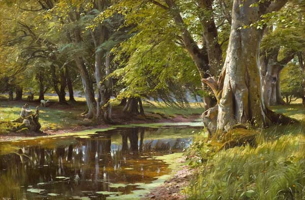 Summer's Day at the Forest Stream a Peder Moensted