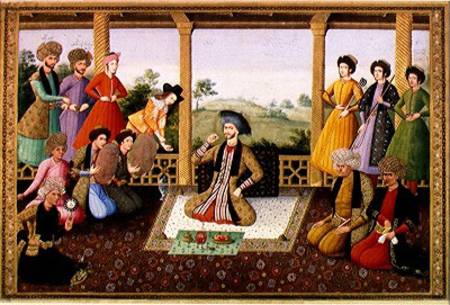 Ms E-14 f.98a Shah Suleyman II (1641-91) and his courtiers a Persian School