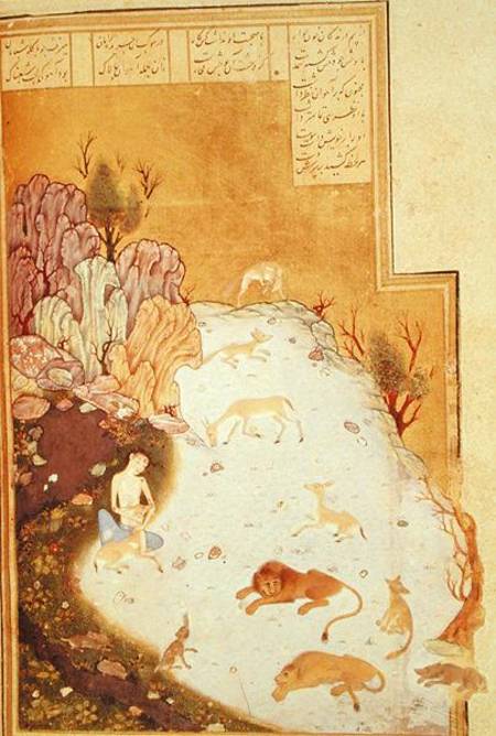 Or 2590 Majnun in the Desert, from the story of 'Layla and Majnun' by Nizami a Persian School