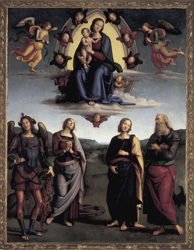 Madonna in der Glorie mit vier Heiligen a Perugino (alias Pietro di Cristoforo Vanucci)