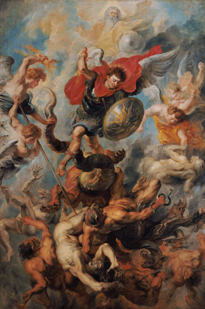 The Engelsturz. Archangel Michael in the fight against the renegade angels a Peter Paul Rubens