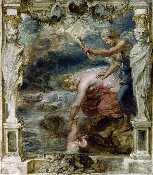 Thetis dipping the infant Achilles into the river Styx a Peter Paul Rubens