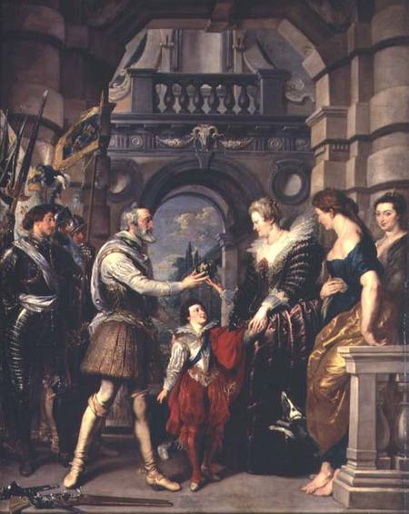The Medici Cycle: Henri IV (1553-1610) leaving for the war in Germany and bestowing the government o a Peter Paul Rubens