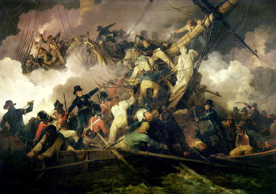 The Cutting-Out of the French Corvette, 'La Chevrette', 21st July 1801 (oil on canvas) a Philip James Loutherbourg
