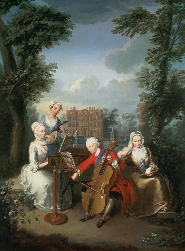 "The Music Party", Frederick, Prince of Wales and his sisters a Philippe Mercier