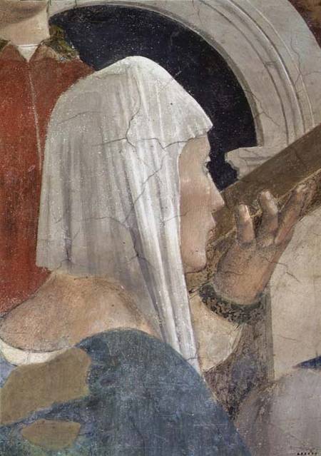 The Legend of the True Cross, the Verification of the True Cross, detail of attendants a Piero della Francesca