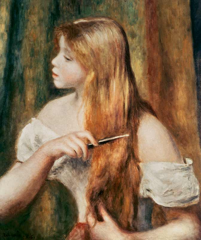 Ragazza che si pettina i capelli a Pierre-Auguste Renoir