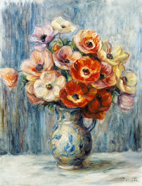 Bouquet of flowers into ceramic jug a Pierre-Auguste Renoir