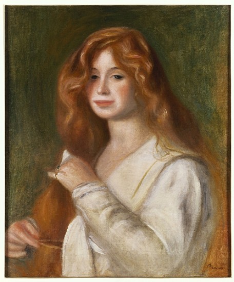 Girl Combing her Hair a Pierre-Auguste Renoir