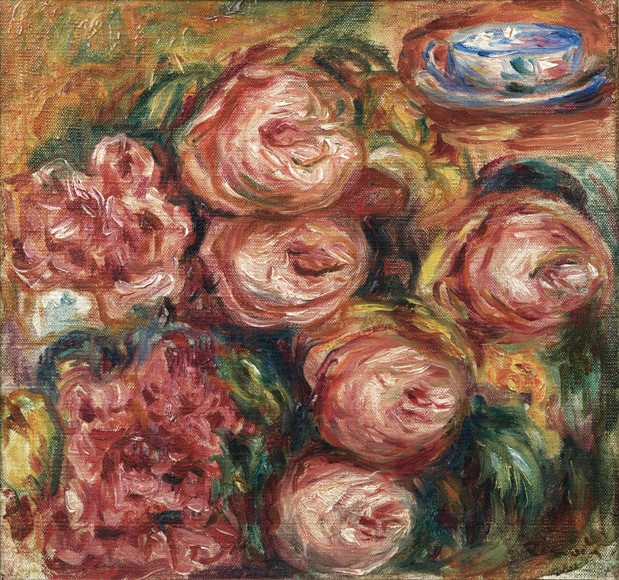 Composition with roses and a cup of tea a Pierre-Auguste Renoir