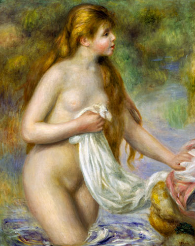 Bather with long hair a Pierre-Auguste Renoir