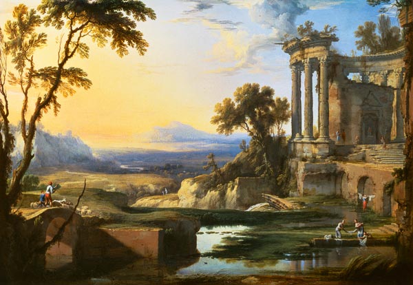 Italian landscape with ruins a Pierre Patel