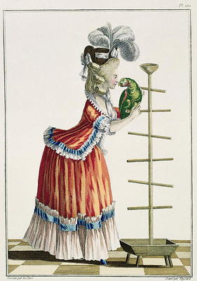 Elegant Woman in a Caraco 'a la Polonaise' and a hat 'a la Devonshire', plate 120 from 'Galerie des a Pierre Thomas Le Clerc