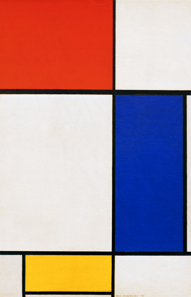Composition w. red, yellow, blue a Piet Mondrian