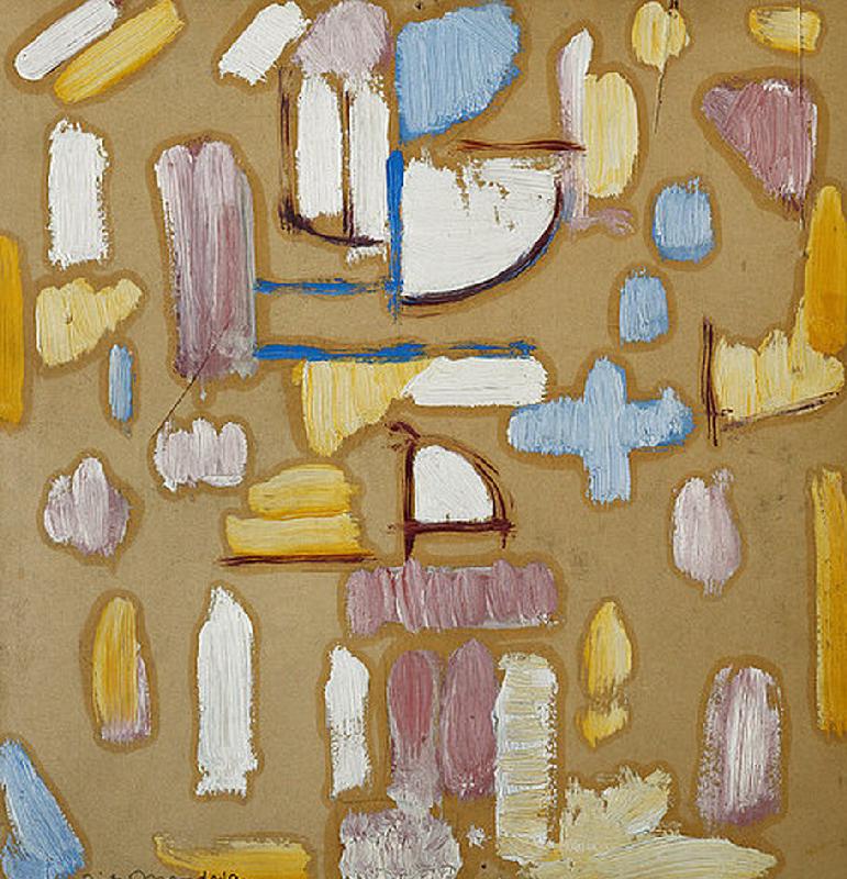 Komposition mit Rosa, Blau, Gelb und Weiß (Kirchenfassade) a Piet Mondrian