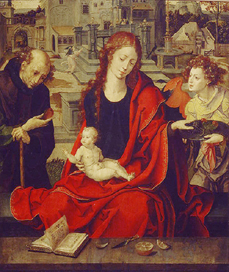 Die Hl. Familie mit einem Engel a Pieter Coecke van Aelst
