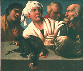 Genre-Szene mit geschlachteten Hähnen a Pietro della Vecchia Muttoni