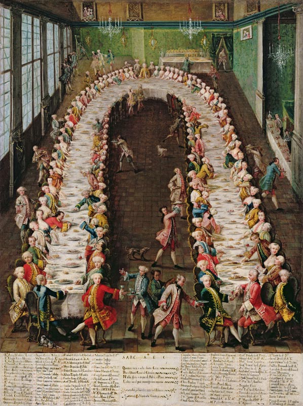 The Banquet at Casa Nani, Given in Honour of their Guest, Clemente Augusto, Elector Archbishop of Co a Pietro Longhi