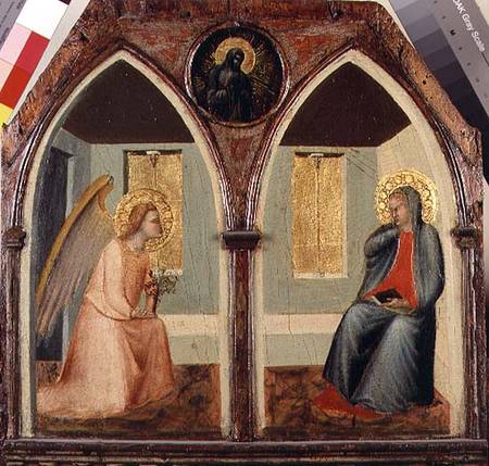 The St. Giusto Polytych, detail showing the Annunciation a Pietro Lorenzetti