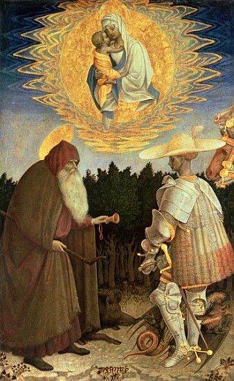 The Virgin and Child with St. George and St. Anthony the Abbot (egg tempera on poplar) a Pisanello