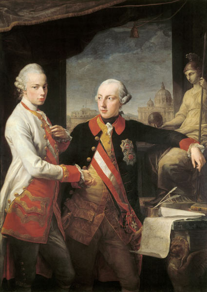 Emperor Joseph II with Grand Duke Pietro Leopoldo of Tuscany a Pompeo Girolamo Batoni