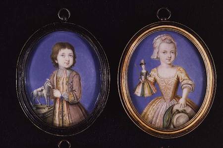 Portrait Miniatures. L to R and T to B: Richard Whitmore by Bernard Lens (1682-1740); Katherine Whit a P.P.  Lens