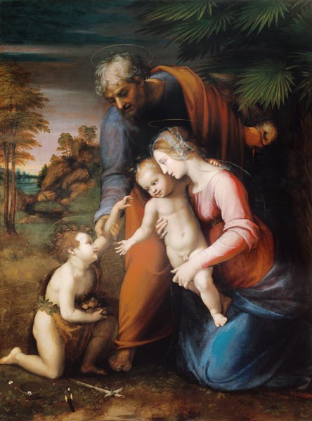 Holy Family with little Johannes a Raffaello Sanzio