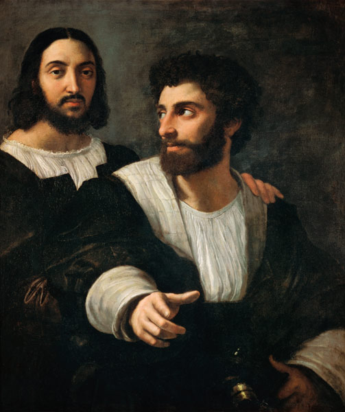 Self-portrait with a friend. a Raffaello Sanzio