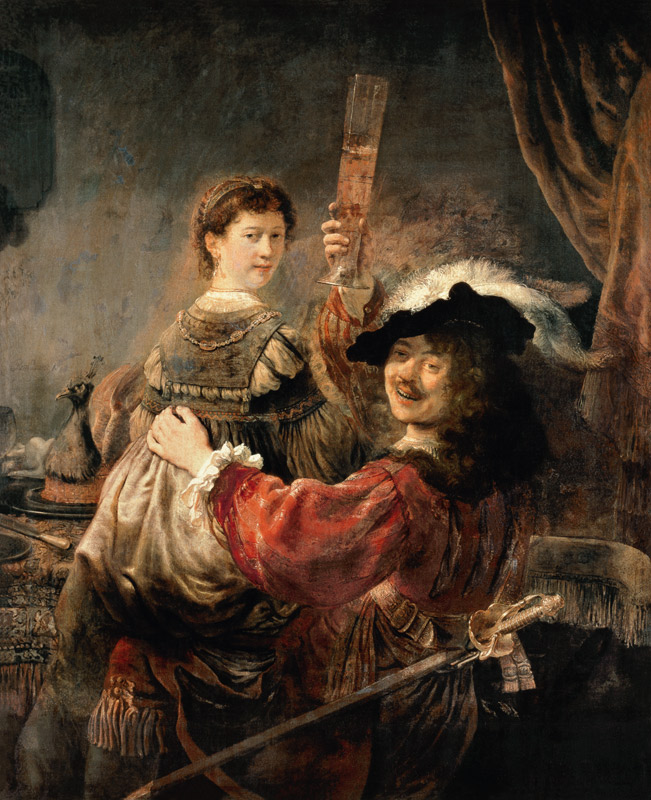 Self-portrait of the artist with his young wife's Saskia a Rembrandt van Rijn