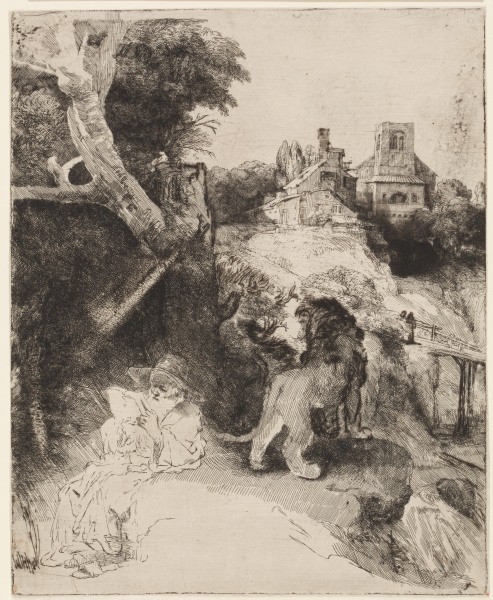 St. Jerome in an Italian Landscape a Rembrandt van Rijn