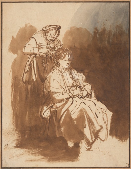A Young Woman Having Her Hair Braided a Rembrandt van Rijn