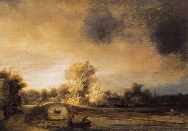Rembrandt,  Landschaft mit Steinbrücke a Rembrandt van Rijn