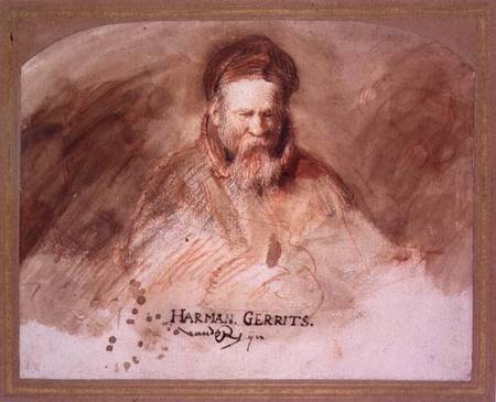Portrait of an Old Man (chalk and bistre wash) a Rembrandt van Rijn