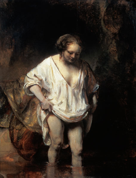 Woman Bathing in a Stream a Rembrandt van Rijn